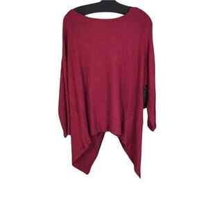 1 State Womens Blouse Small  Red Twist Back Draped Hem Long Sleeve Stretch NWOT